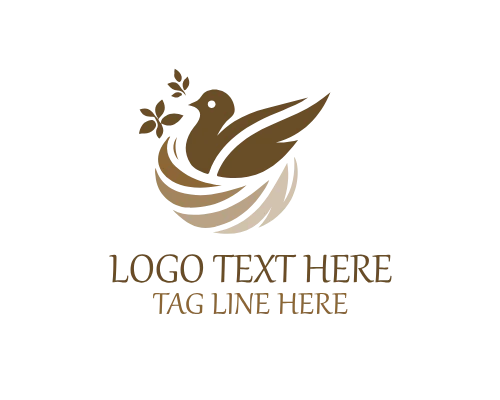Green Home Nesting Bird Logo for Eco and Care Branding