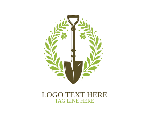 Green Landscaping Shovel Logo