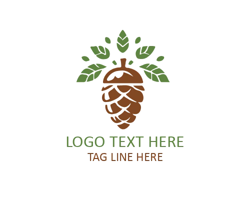  Green Life Acorn Flat Logo for Sustainable Living
