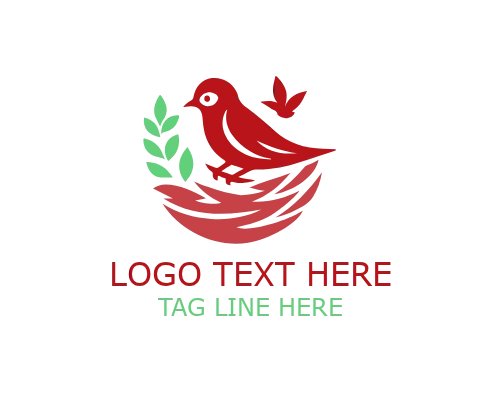 Green Nest Nesting Bird Logo for Eco and Sustainability Branding