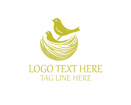 Green Nesting Bird Emblem Logo for Eco Branding
