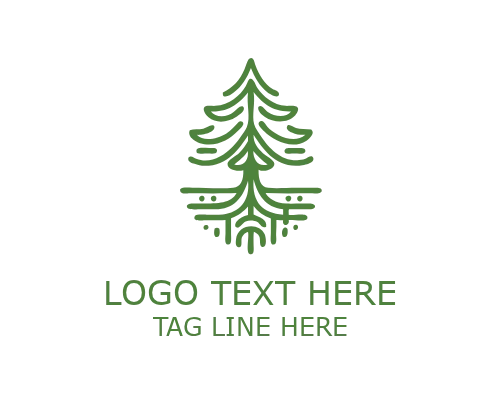 Green Tree Monoline Logo for Environmental and Natural Branding