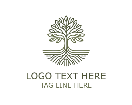 Growth Symbol Tree Monoline Logo for Eco and Wellness Branding