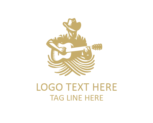 Guitar Man Silhouette Logo for Modern Music Brands