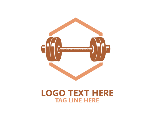 Gym Barbell Emblem Logo