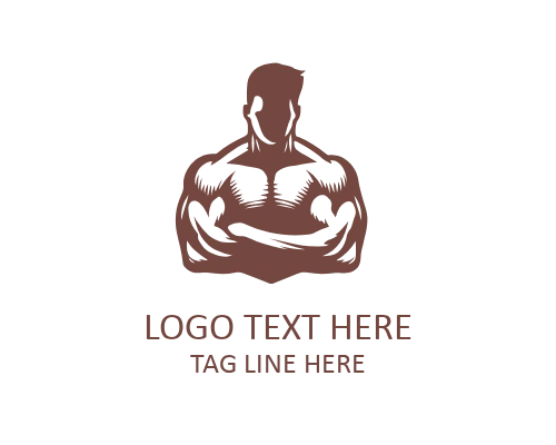 Gym Emblem Muscular Man Logo