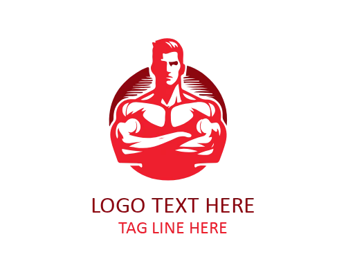Gym Icon Muscular Man Logo