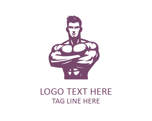 Gym Strength Muscular Man Logo