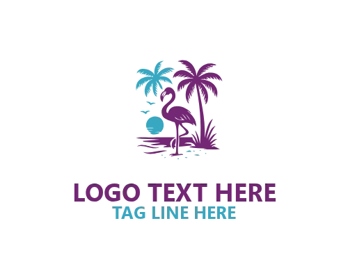Palm Retro Flamingo Logo