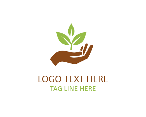 Hand Leaf Growth Logo for Sustainability and Eco Development Branding