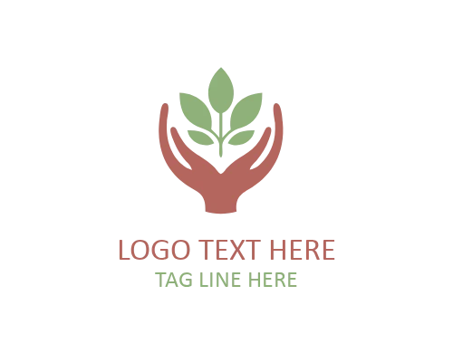 Hand Leaf Heart Logo for Nature Love and Eco Care Branding