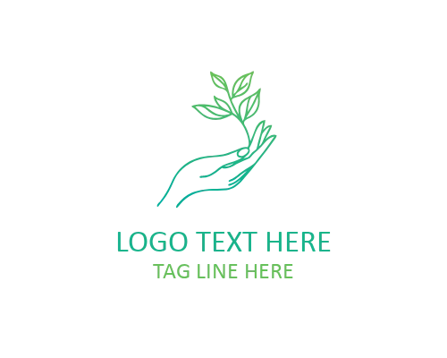 Hand Leaf Nature Care Logo for Eco Support and Green Branding