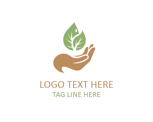 Hand Leaf Support Logo for Green Aid and Sustainability Branding