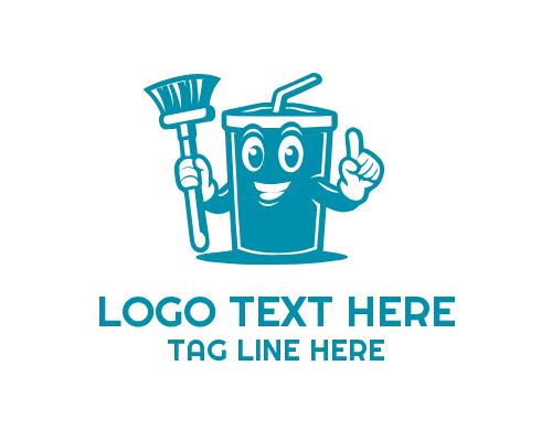 Happy Cleaning Mascot Logo