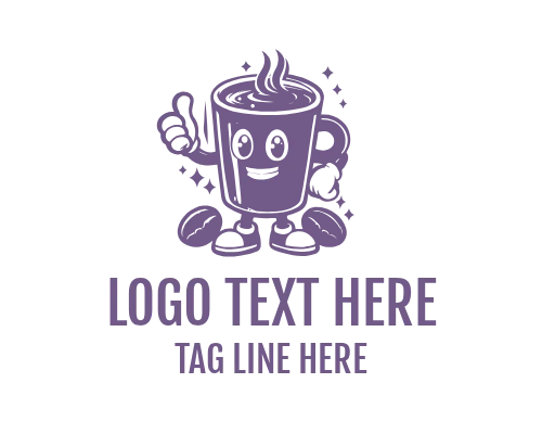 Happy Coffee Mascot Logo for Cafe Branding