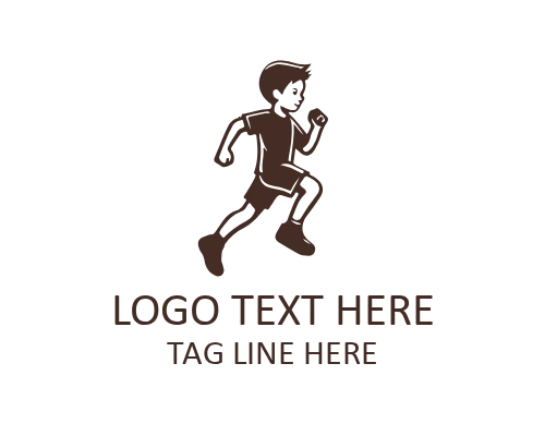 Happy Kid Running Playful Activity Logo