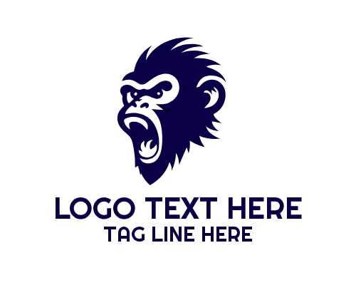 Happy Monkey Face Cartoon Logo