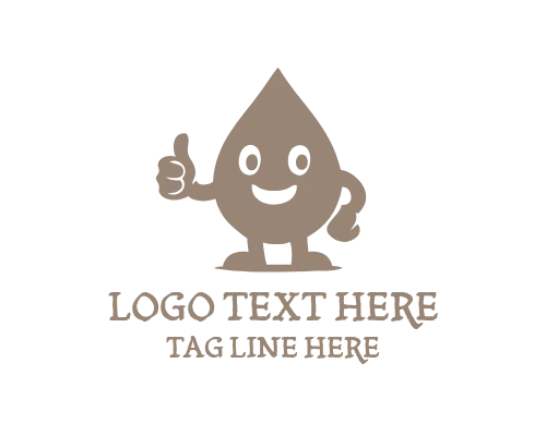 Happy Water Drop Mascot Logo