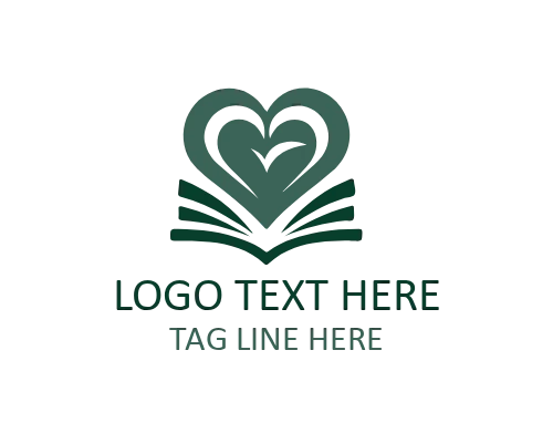 Heart Book Knowledge Graphic Logo