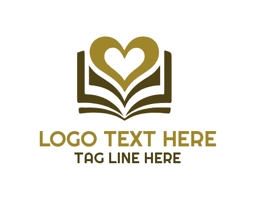 Heart Book Learning Art Logo