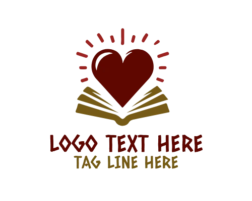 Heart Book Library Concept Logo