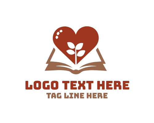 Heart Book Library Design Logo