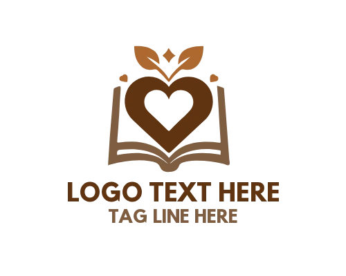 Heart Book Library Style Logo