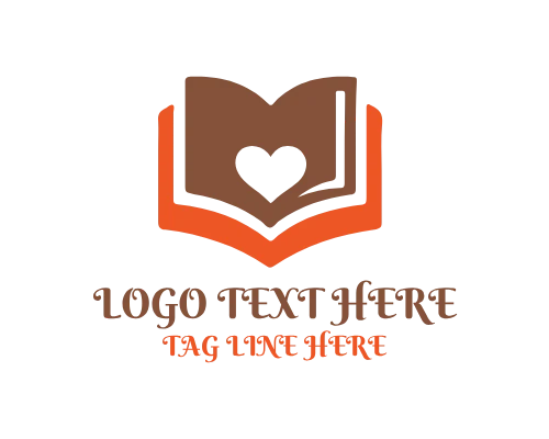 Heart Book Reading Art Logo