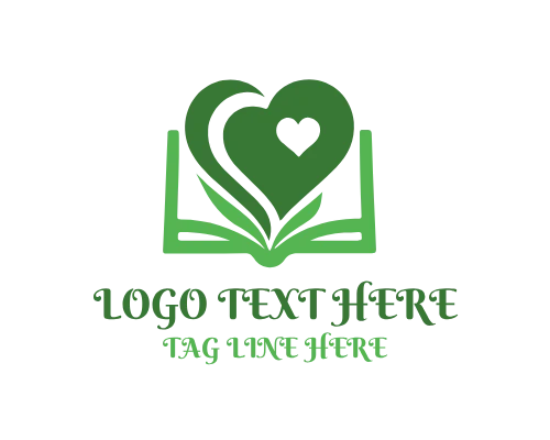 Heart Book Reading Branding Logo
