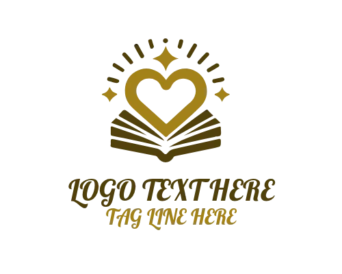 Heart Book Reading Concept Logo