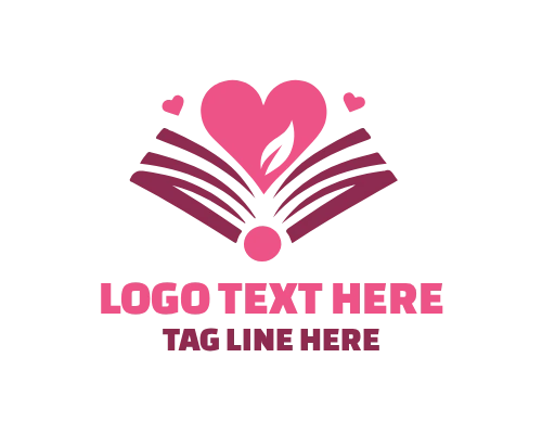 Heart Book Reading Design Logo