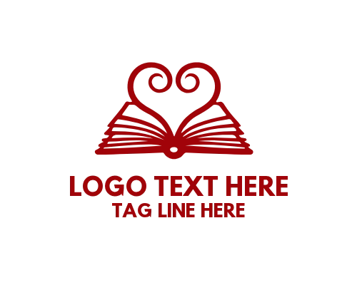 Heart Book Reading Graphic Logo