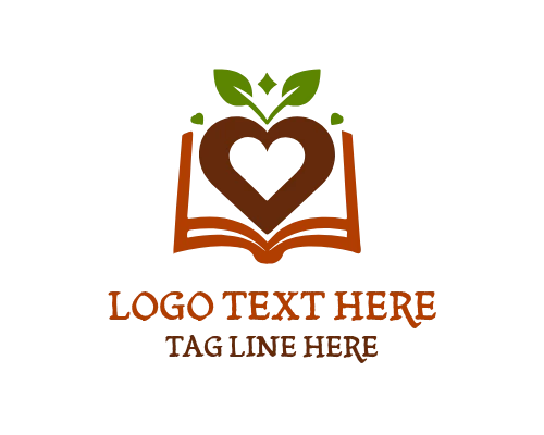 Heart Book Reading Mark Logo