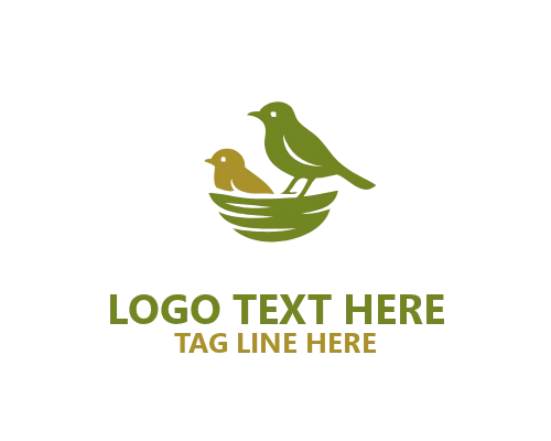 Heart Nest Bird Logo