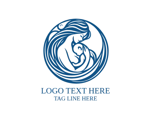 Heart Outline Mom Baby Logo