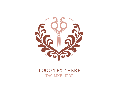 Heart Scissor Floral Logo