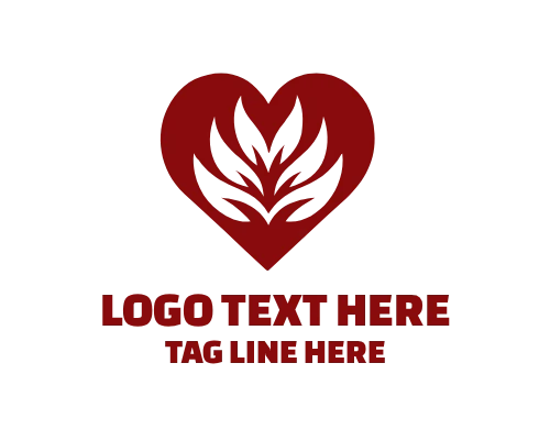 Heart with Leaf Nature Love Logo