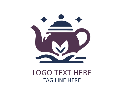 Herbal Teapot Logo for Organic Tea and Wellness Brands