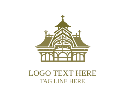 Heritage Monument Outline Traditional Architecture Logo for Historic Branding