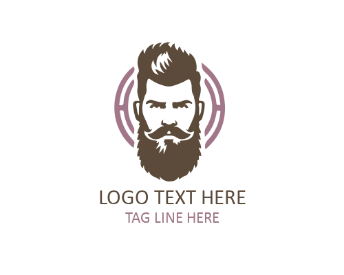 Hipster Beard Guy Outline Logo
