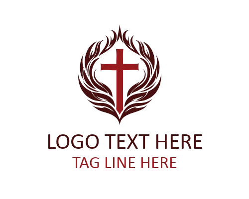 Holy Spirit Flame Cross Logo