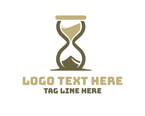  Hourglass with Flowing Sand and Burning Flame Logo