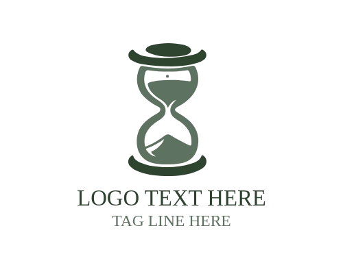 Hourglass with Flowing Sand and Forest Elements Logo