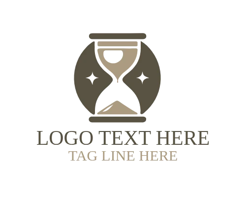  Hourglass with Flowing Sand Between Fire and Ice Logo