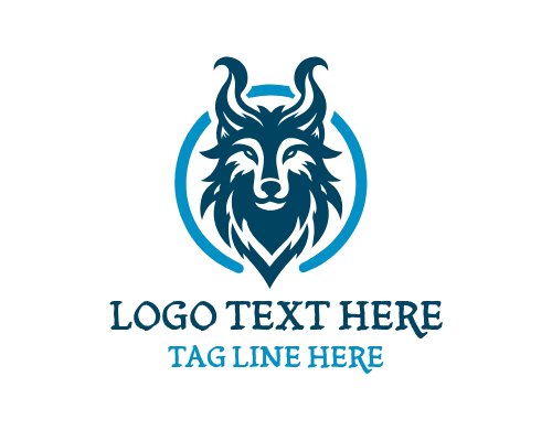 Howling Wolf Under Full  Wild Nature Logo