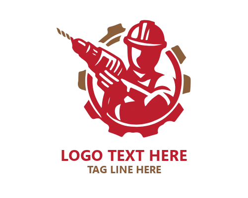 Industrial Drill Machine Logo for Construction, Hardware, and Tool Branding