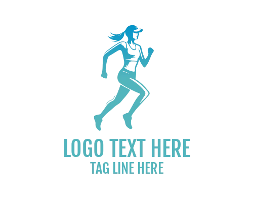 Jogging Woman Silhouette Fitness Logo