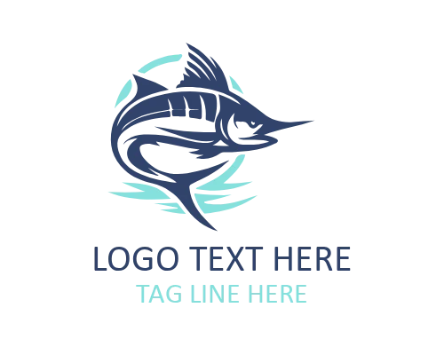 Jumping Marlin Fish Logo for Sport Fishing Branding