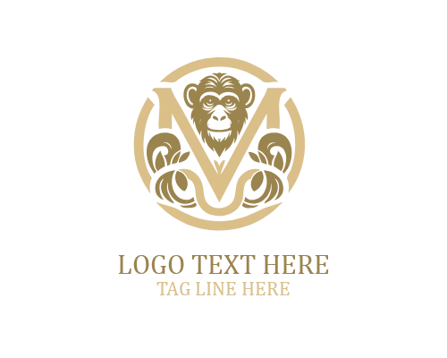 Jungle Outline Monkey Logo