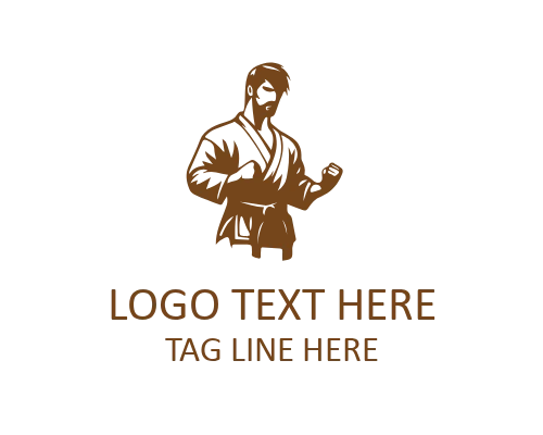 Karate Fighter Silhouette Logo